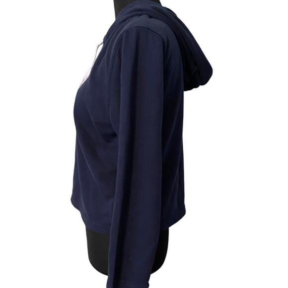 Tommy Jeans Womens Cropped Hoodie Navy Blue Pullover Logo Spellout Small Preppy - Picture 3 of 8